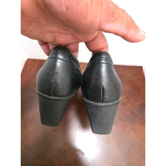 Earth Origins Women's Black Leather Block-Heel Comfort Shoes Size 9M - Picture 4 of 12